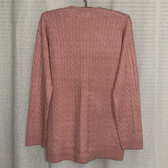 a new day XS-XL Pink Cable Knit Button Front Oversized Tunic Length Cardigan - Picture 5 of 14